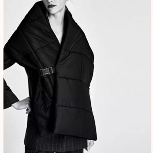 Zara black quilted puffer scarf wrap NWT avant garde reversible